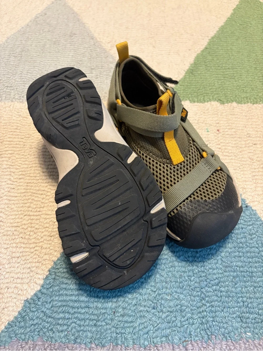 Teva Kids Olive Green and Yellow Mesh Water Shoes